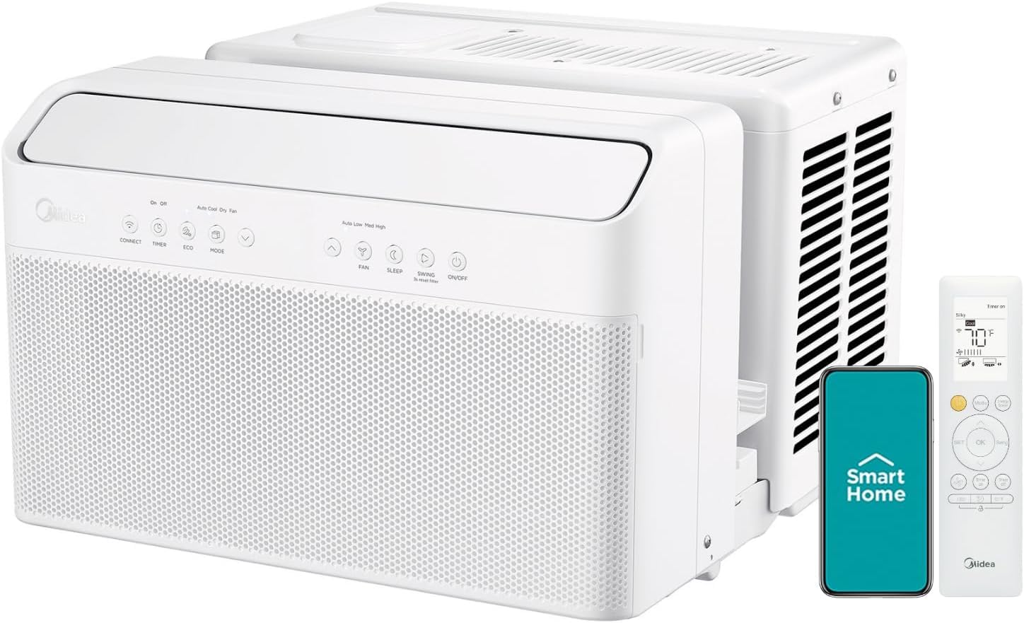 Midea 12,000 BTU U-Shaped Smart Inverter Window Air Conditioner–Cools up to 550 