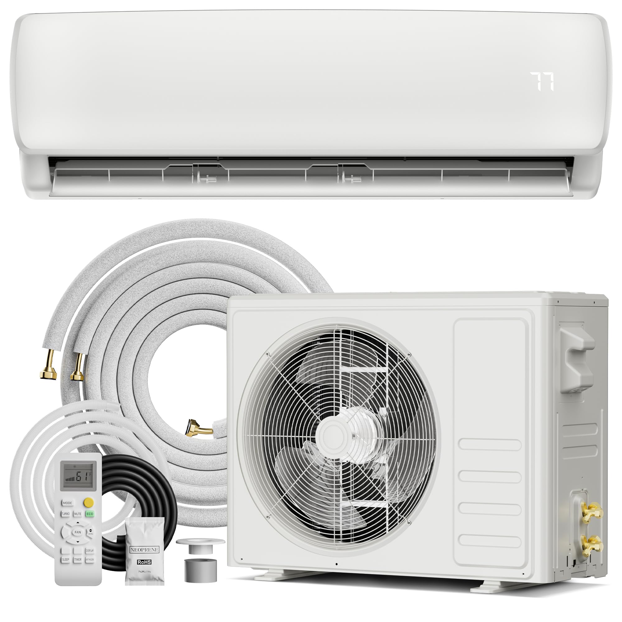 12000 BTU Mini Split AC/Heating System,19 SEER2 110/120V Energy Efficient Ductle