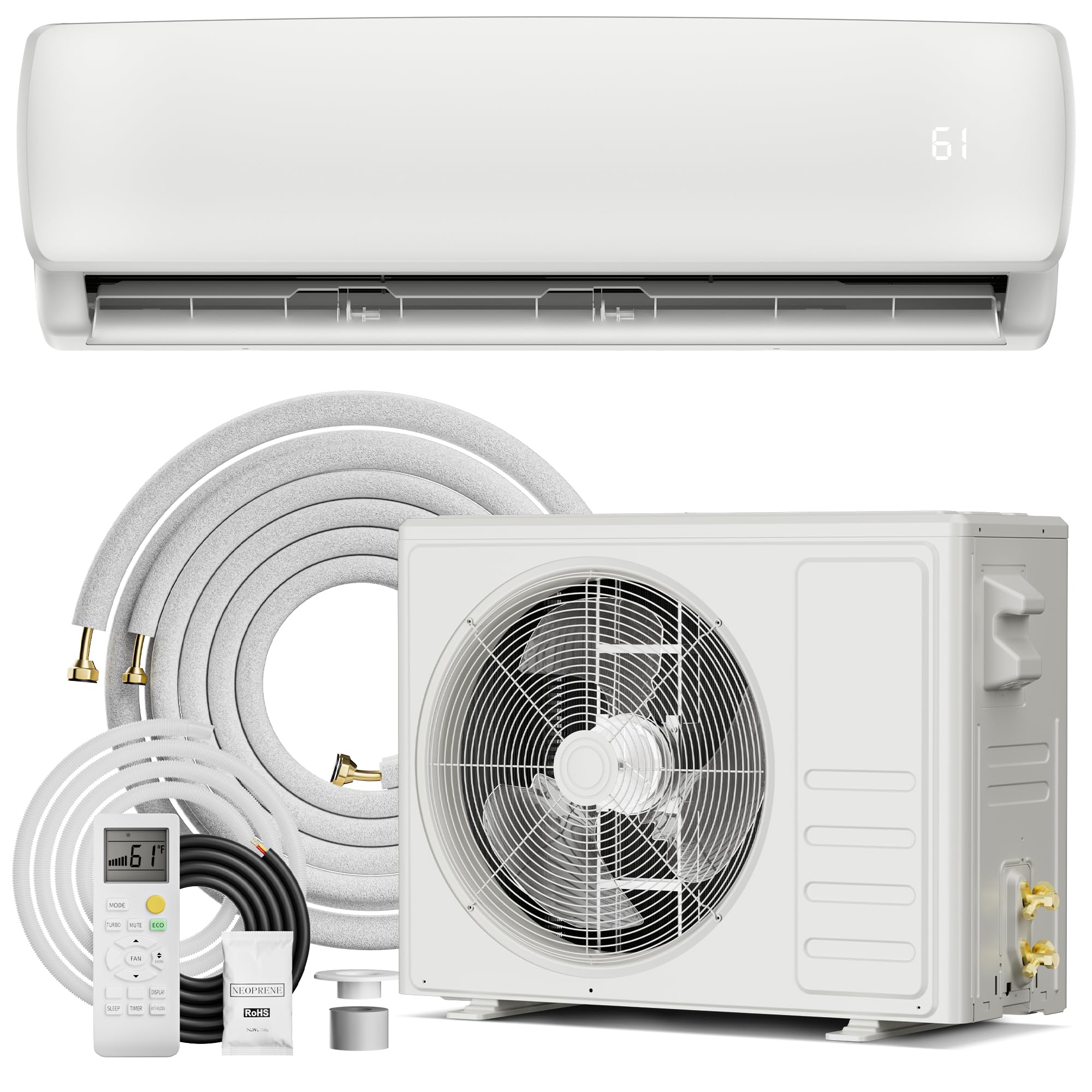 9000 BTU Mini Split AC/Heating System,19 SEER2 110/120V Energy Efficient Ductles