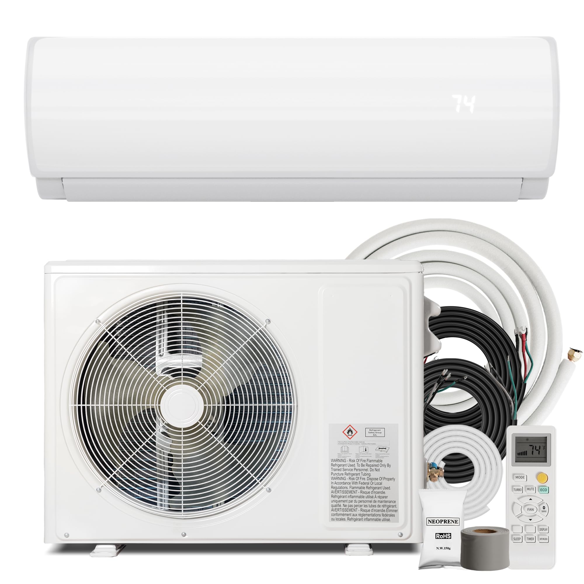 12000BTU Mini Split Air Conditioner Heat Pump, 19 SEER2 Inverter Compressor AC U