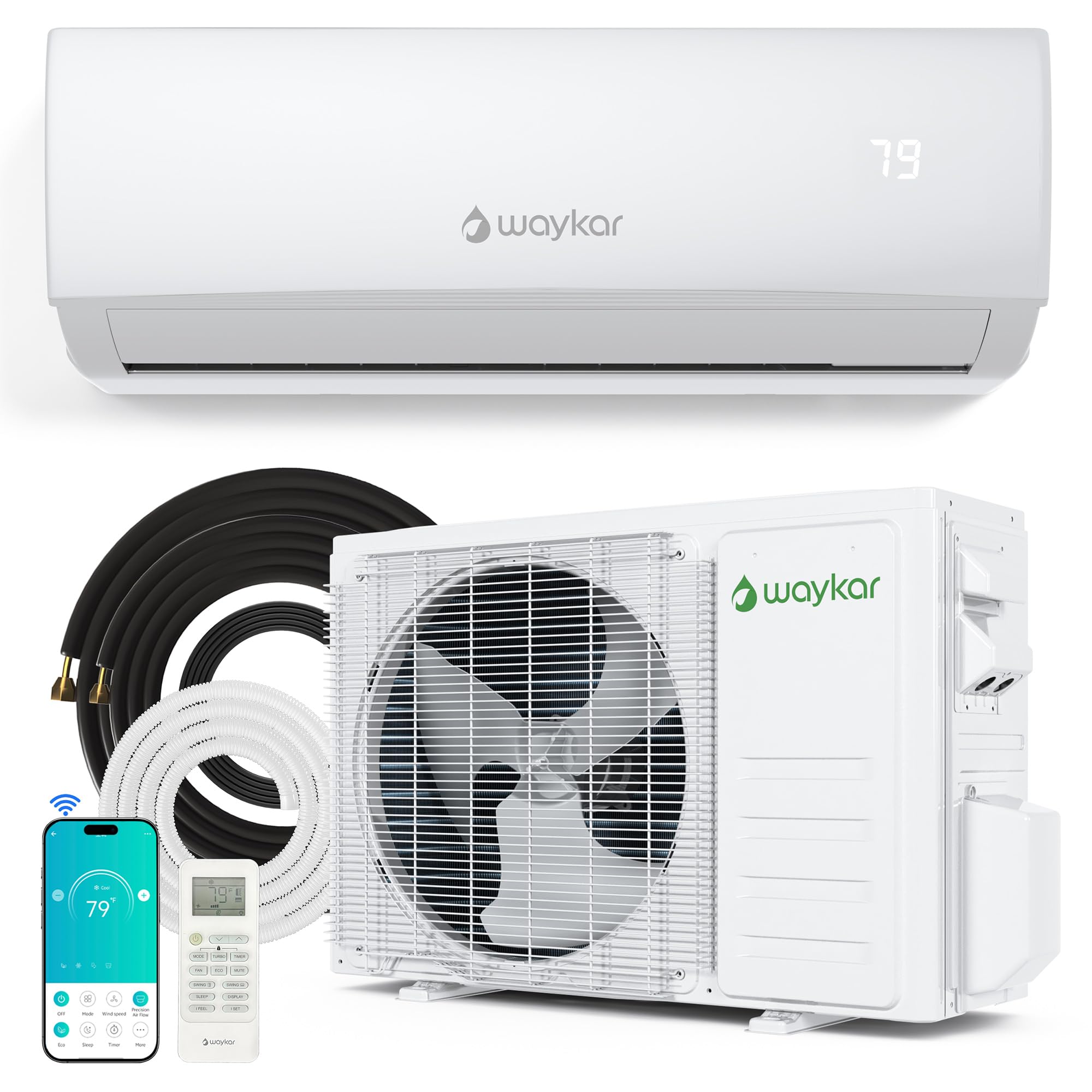 Waykar 12,000 BTU WiFi Enabled Mini Split Air Conditioner & Heater with Inverter