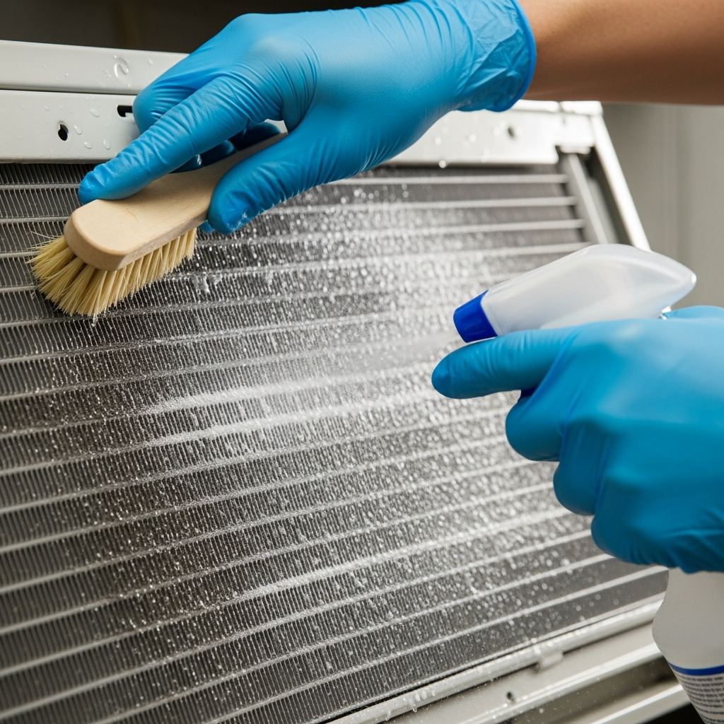 Generate a high-quality, relevant image prompt for an article about: Clean AC Coil: Effortless Guide