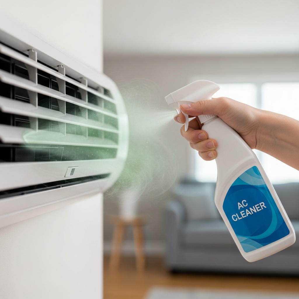 Generate a high-quality, relevant image prompt for an article about: Fix AC Musty Smell: Easy Soluti
