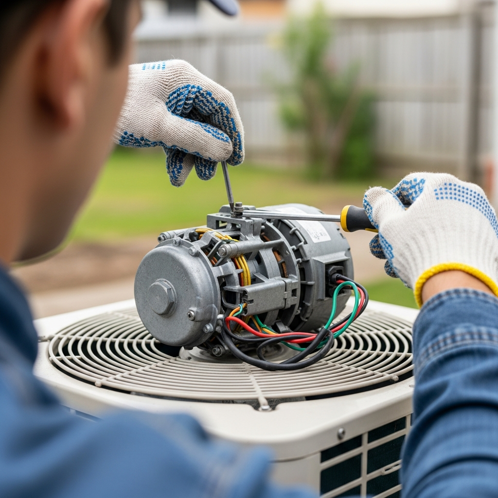 Generate a high-quality, relevant image prompt for an article about: Fix AC Fan Motor: Easy Guide