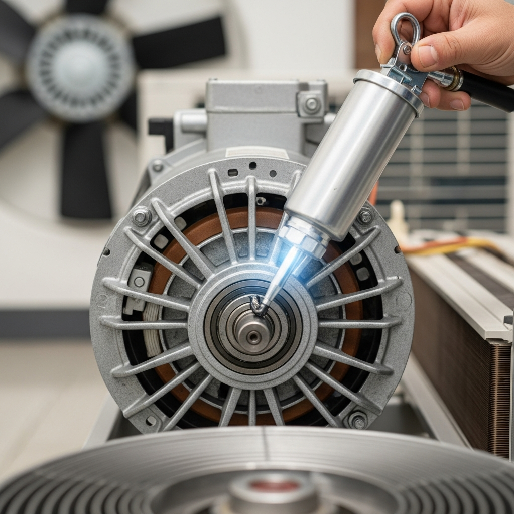 Generate a high-quality, relevant image prompt for an article about: Lubricate AC Fan Motor: Effortl