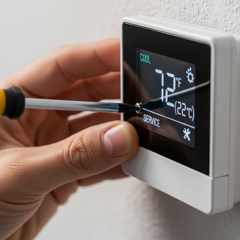 Generate a high-quality, relevant image prompt for an article about: Fix AC Thermostat: Effortless S