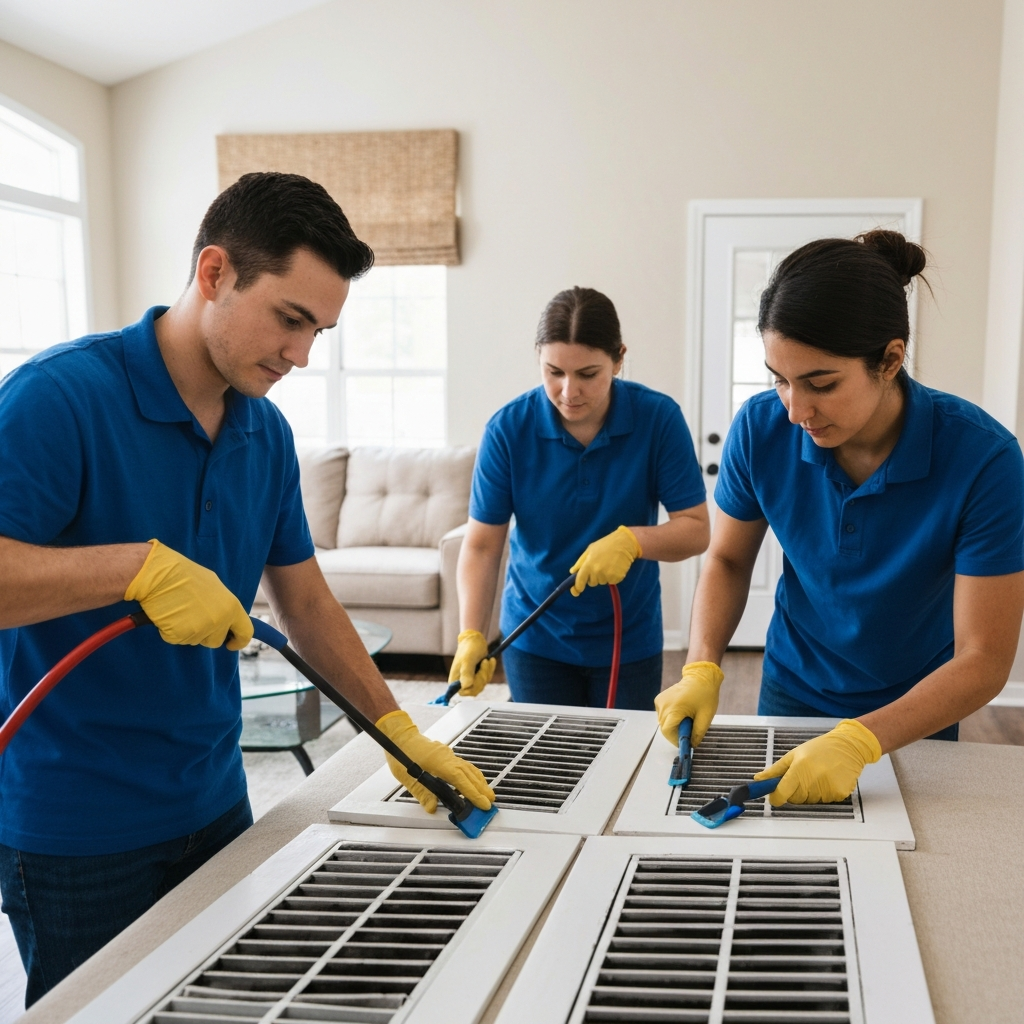 Generate a high-quality, relevant image prompt for an article about: Clean AC Vents: Effortless Guid