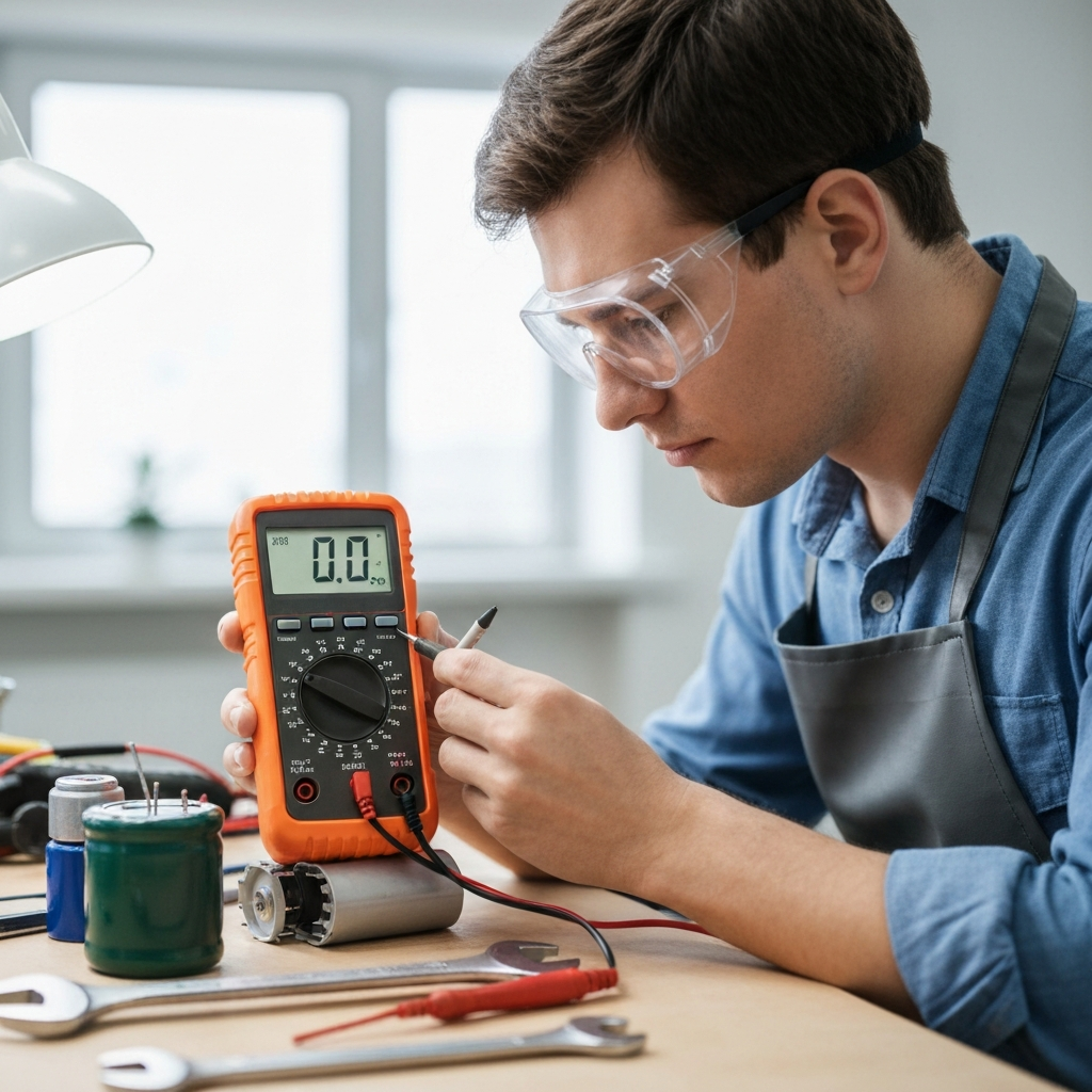 Generate a high-quality, relevant image prompt for an article about: Check AC Capacitor: Easy Steps