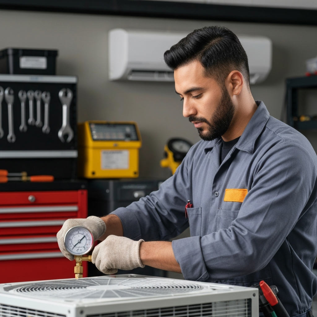 Generate a high-quality, relevant image prompt for an article about: Fix Frozen AC Coil: Effortless