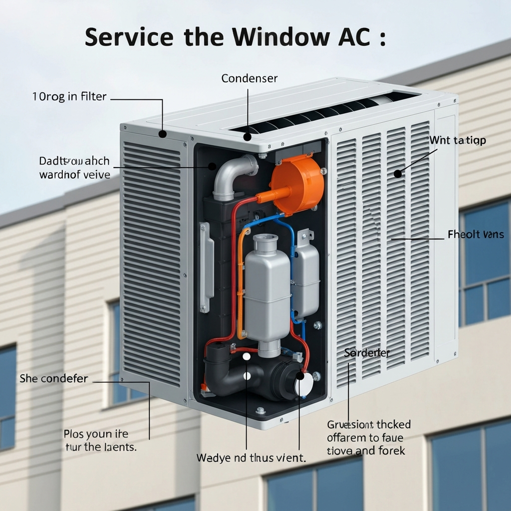 Generate a high-quality, relevant image prompt for an article about: Service Window AC: Easy Guide