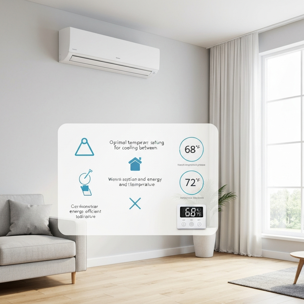 Generate a high-quality, relevant image prompt for an article about: Best AC Temp for Cooling: Easy