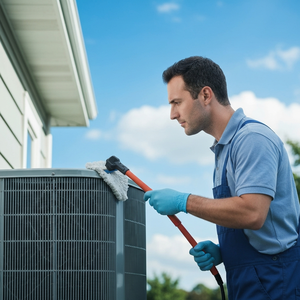 Generate a high-quality, relevant image prompt for an article about: AC Unit Maintenance: Effortless