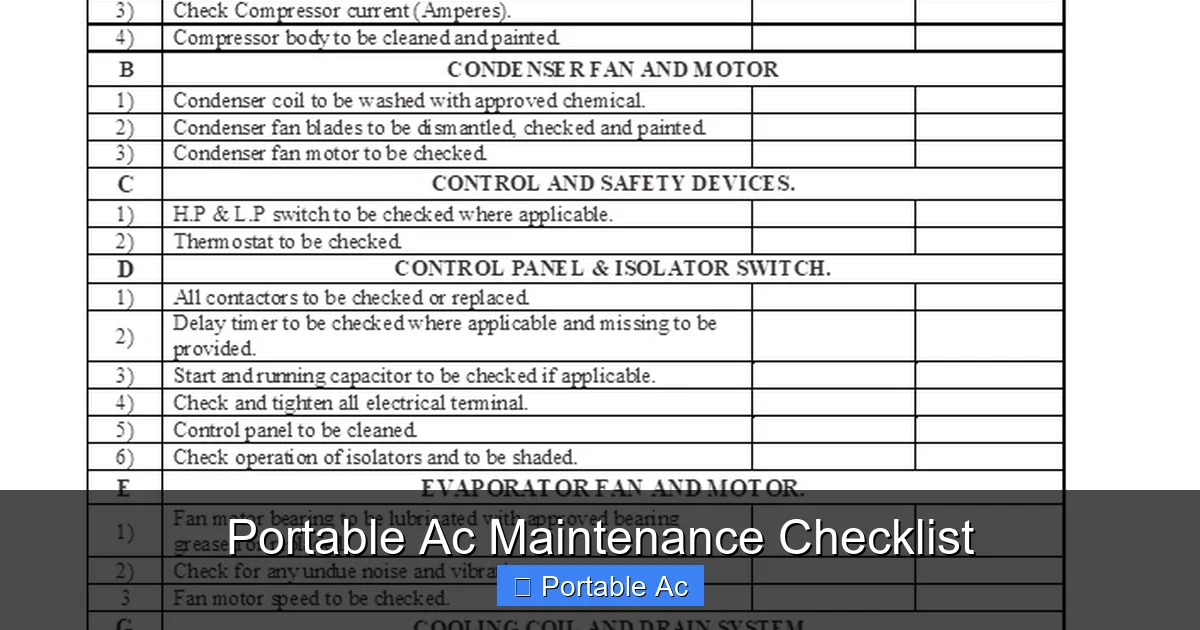 Portable Ac Maintenance Checklist