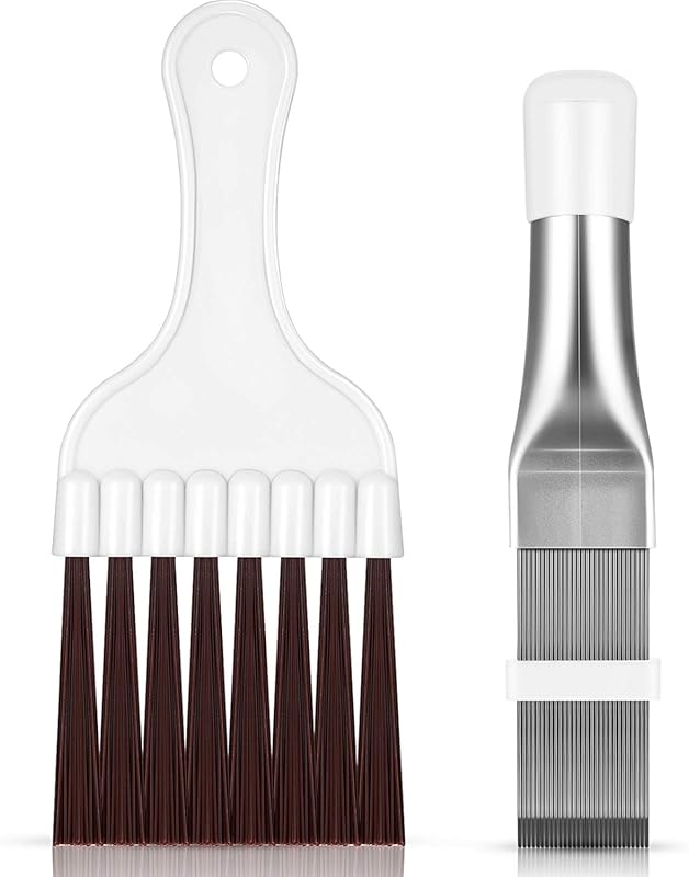 Boao 2-Piece Air Conditioner Coil Cleaner Set: Fin Comb & Whisk Brush 