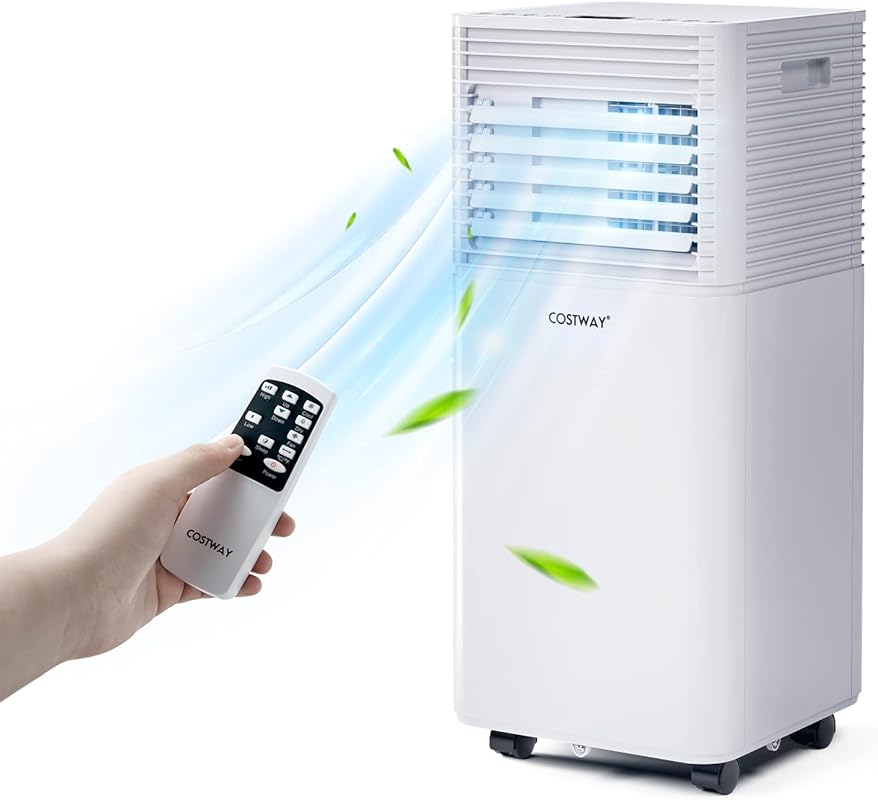 COSTWAY 8,000 BTU Portable AC for Rooms Up to 230 Sq.Ft., Remote, Time