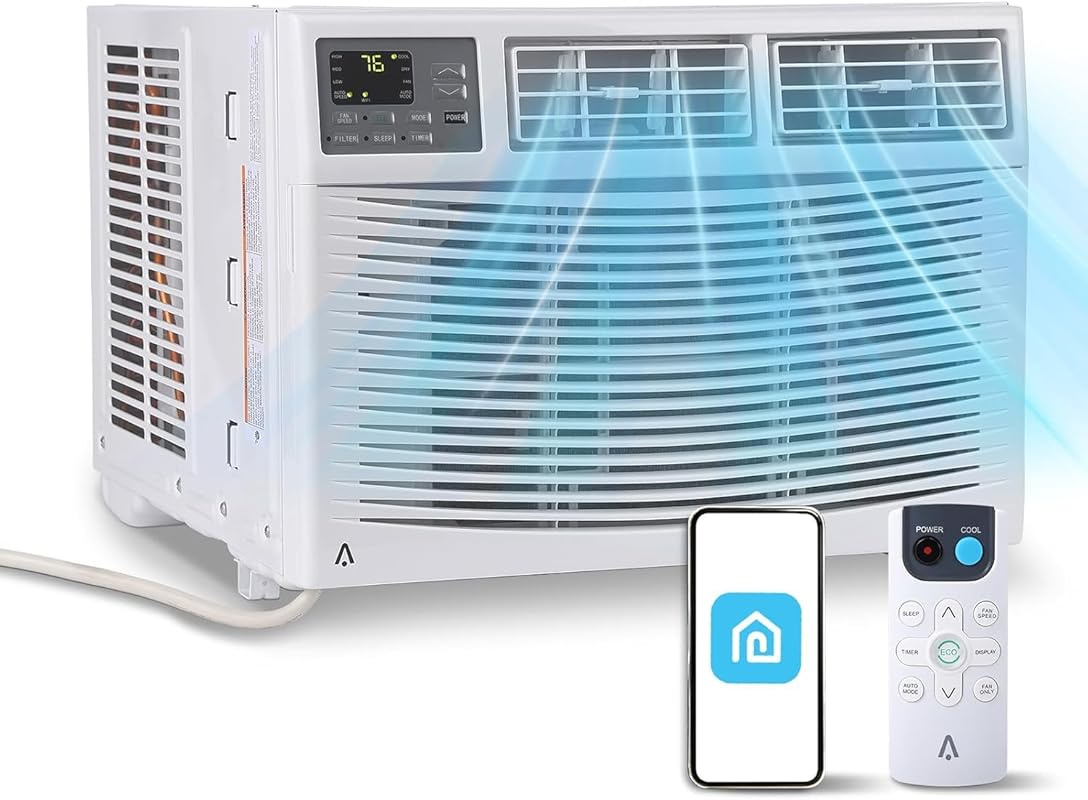 12000 BTU Window AC, 115V, Wi-Fi Remote, Cools 550 Sq Ft, Perfect for 