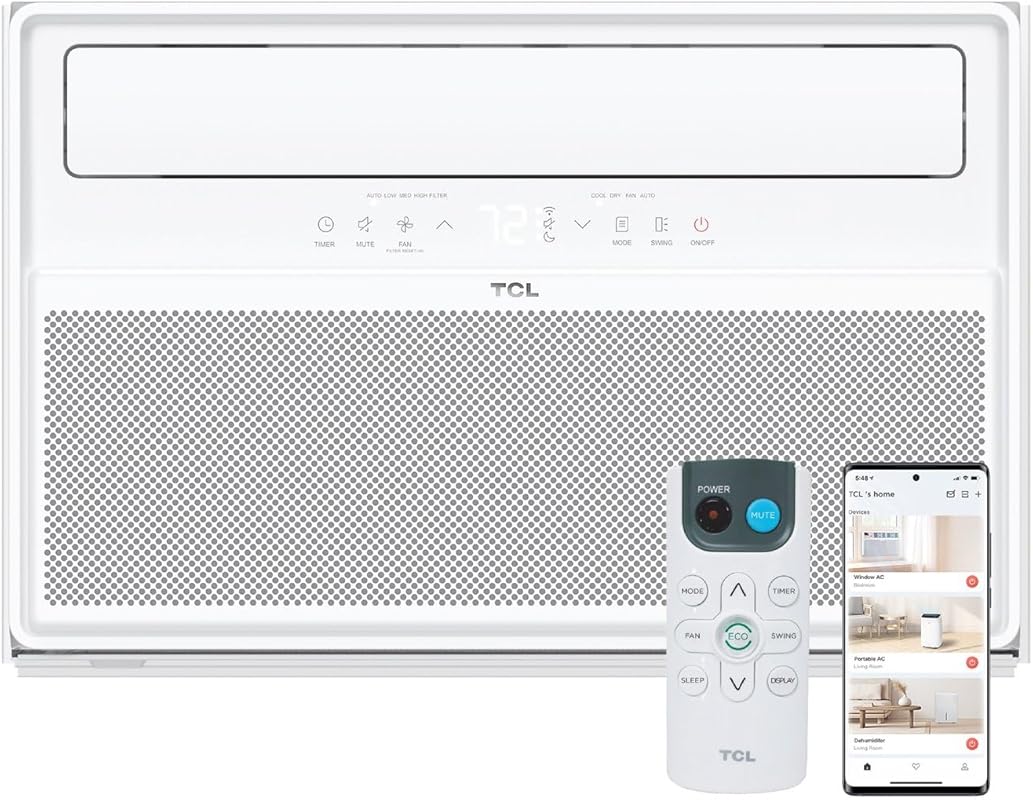 TCL 10,000 BTU Smart Inverter Window AC, WiFi, Remote, Cools 450 Sq Ft