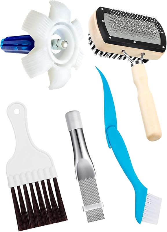 5-Piece AC Coil Cleaner Set: Fin Comb, Straightener, and Dual-Sided Br